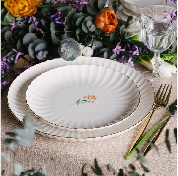 Jídelní sada 27 ks bílá/zlatá/porcelán
