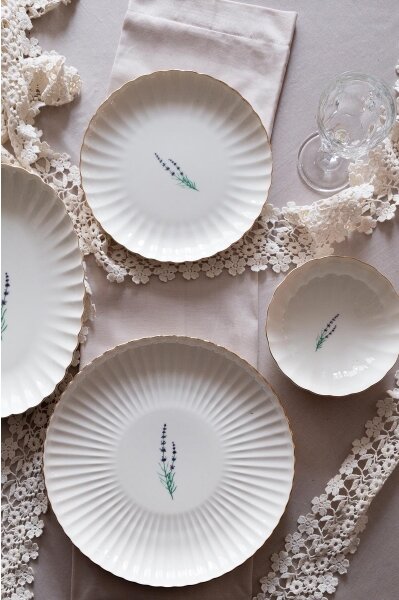 Jídelní sada 27 ks bílá/zlatá/porcelán