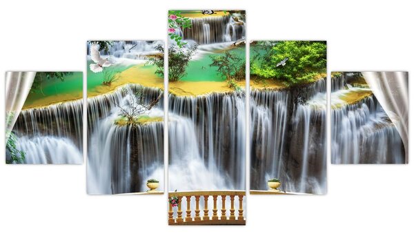 Obraz - Výhled na kouzelné vodopády (125x70 cm)