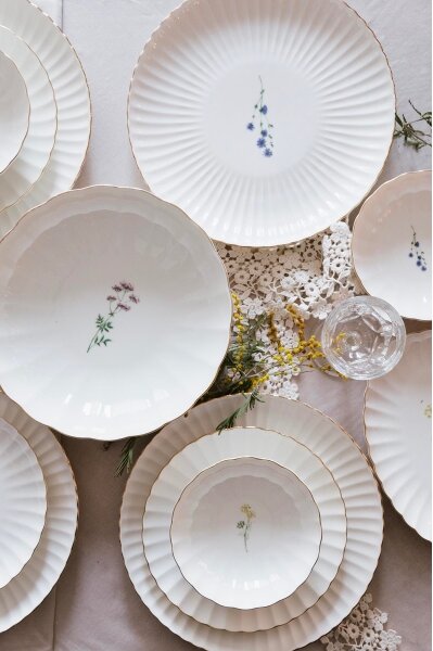 Jídelní sada 27 ks bílá/zlatá/porcelán
