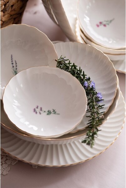 Jídelní sada 27 ks bílá/zlatá/porcelán