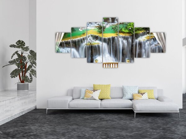 Obraz - Výhled na kouzelné vodopády (210x100 cm)