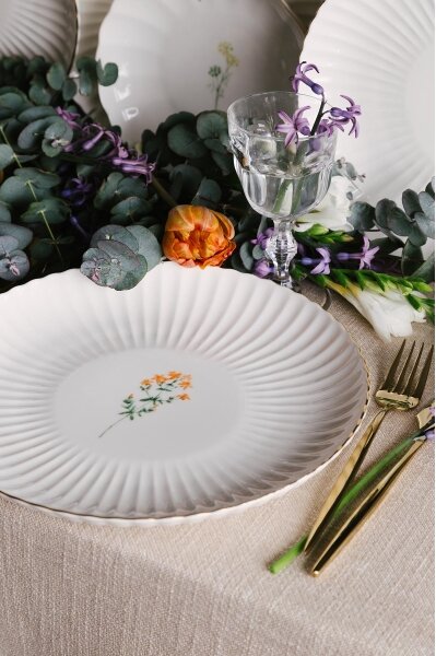 Jídelní sada 27 ks bílá/zlatá/porcelán