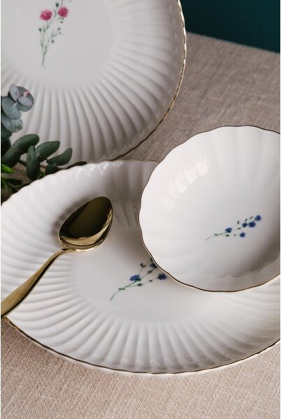 Jídelní sada 27 ks bílá/zlatá/porcelán