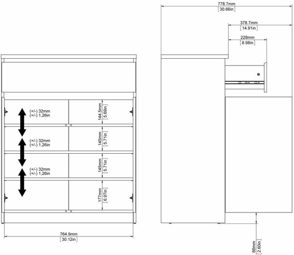 Tvilum Komoda Simplicitous 234 80 cm beton/bílá lesk