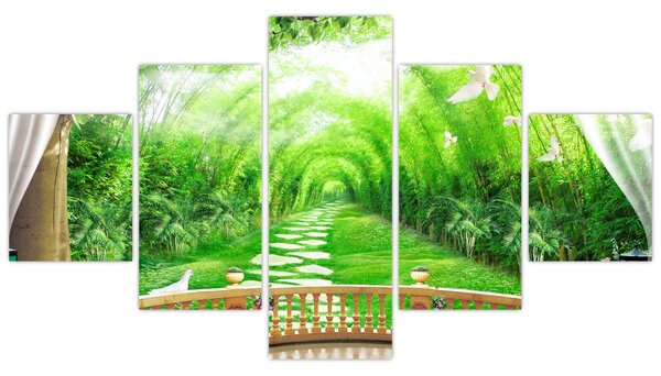 Obraz - Výhled na tropickou zahradu (125x70 cm)