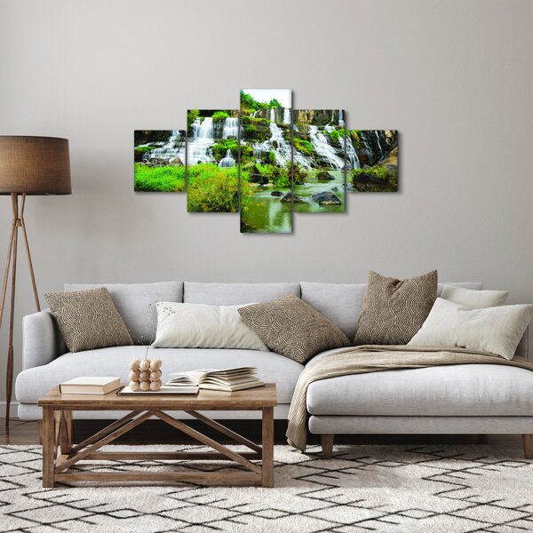 Obraz - vodopády se zelení (125x70 cm)