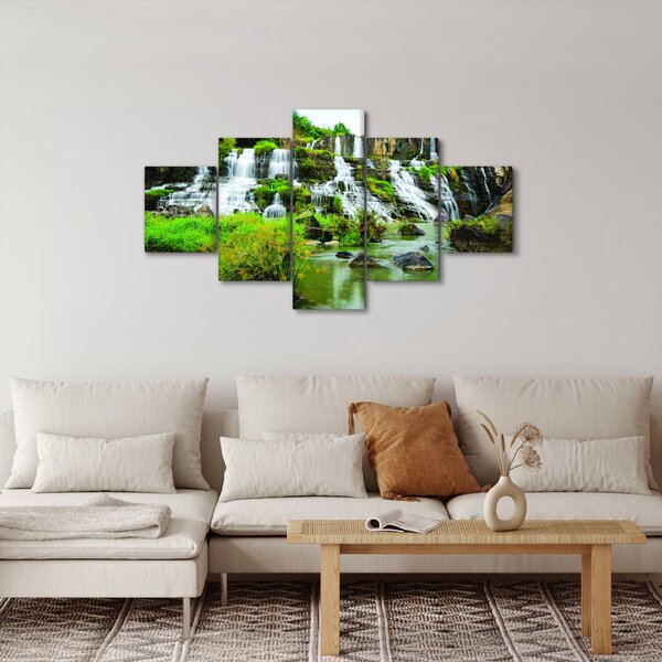 Obraz - vodopády se zelení (125x70 cm)