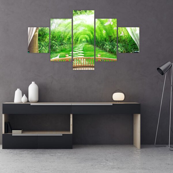 Obraz - Výhled na tropickou zahradu (125x70 cm)