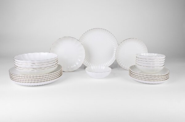 Jídelní sada 24 ks bílá/zlatá/porcelán