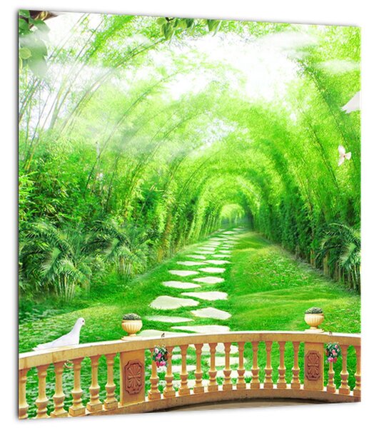 Obraz - Výhled na tropickou zahradu (30x30 cm)