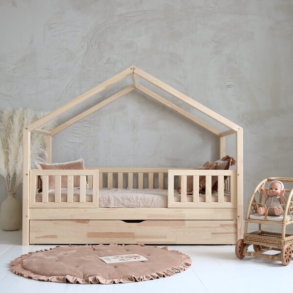 Domečková postel HouseBed Duo Plus 190x90 cm přírodní