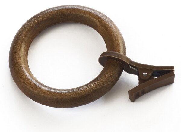 Kroužek s žabkou dřevěný pro tyč 28mm - odstín ořech