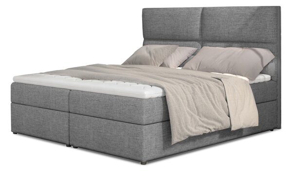 Manželská postel Boxspring 180 cm Amebra (šedá) (s matracemi a úl. prostorem)