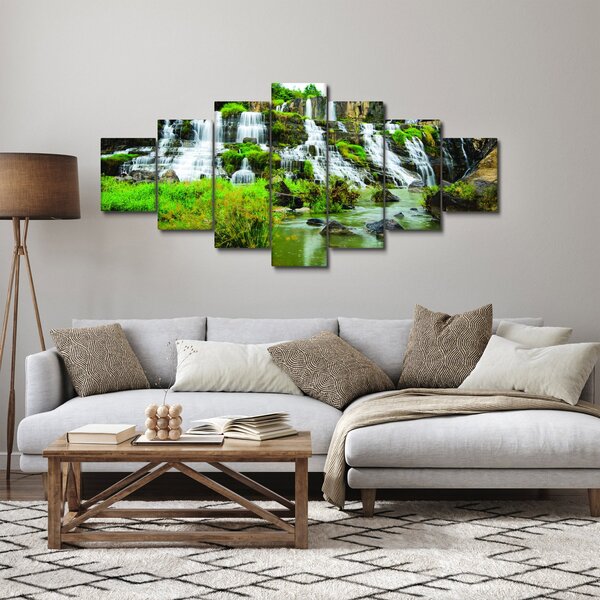 Obraz - vodopády se zelení (210x100 cm)