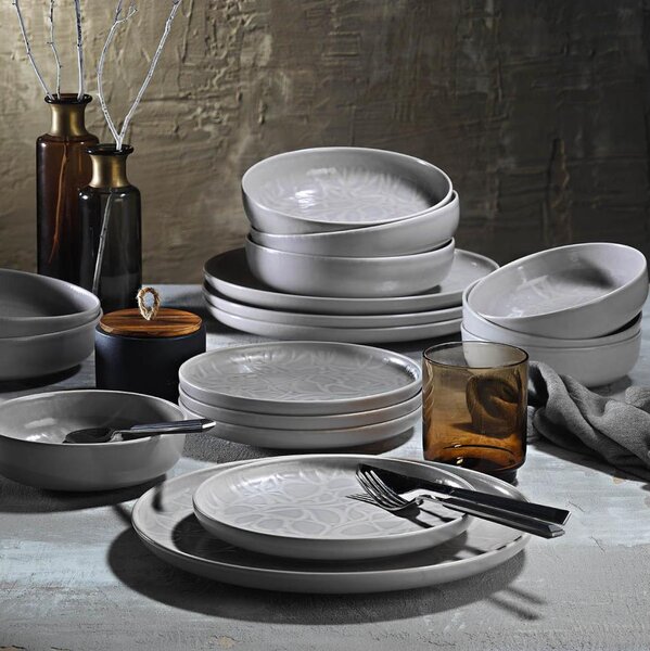 Jídelní sada 24 ks šedá/porcelán