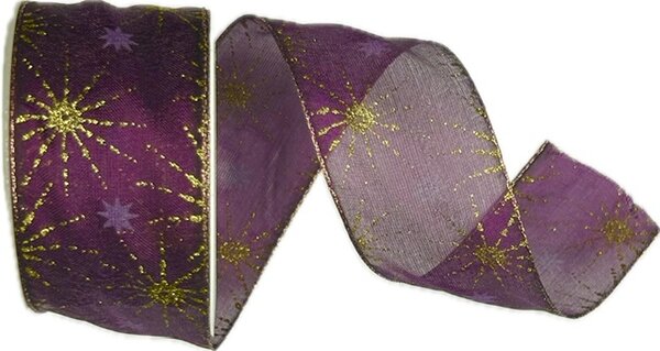 Stuha vánoční STARDUST RADIANCE ROYAL PURPLE fialová 40mm x 2m (18,-Kč/m)