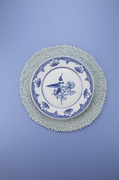 Jídelní sada 26 ks bílá/modrá/porcelán