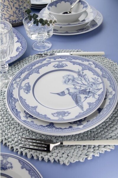 Jídelní sada 26 ks bílá/modrá/porcelán