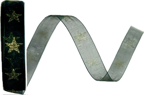 Stuha vánoční STARGLOW ORGANZA BLACK černá 15mm x 3m (8,-Kč/m)