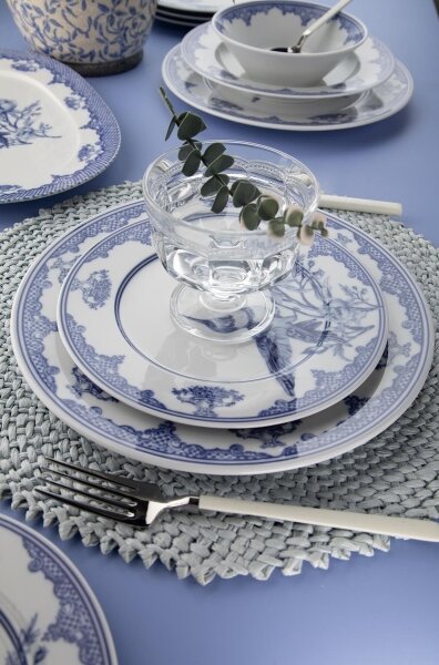 Jídelní sada 26 ks bílá/modrá/porcelán