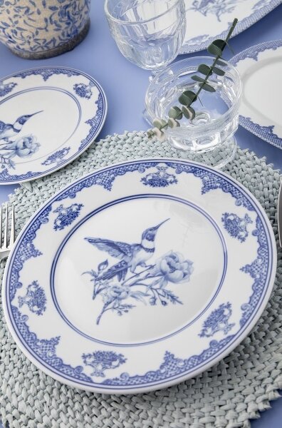 Jídelní sada 26 ks bílá/modrá/porcelán