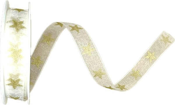 Stuha vánoční STARGLOW ORGANZA CREAM krémová 15mm x 3m (8,-Kč/m)