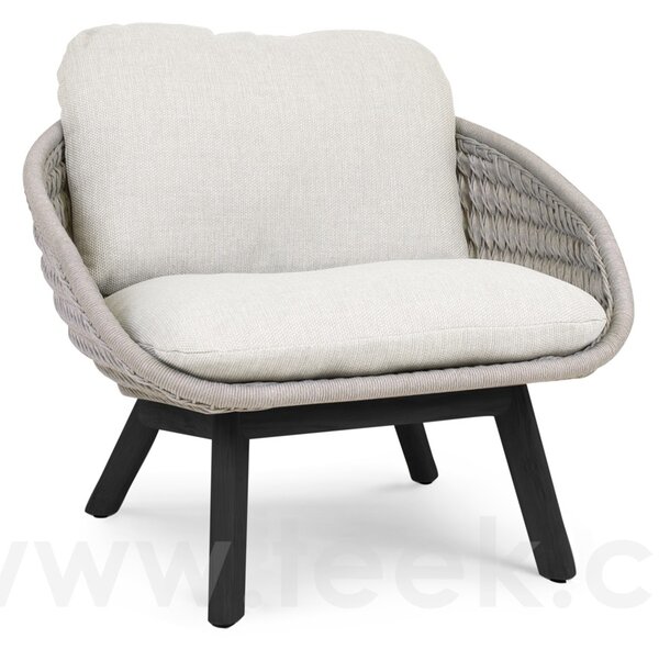 Manutti Teakové nízké křeslo Sandua, Manutti, 67x66x81 cm, rám teak, výplet lanko dicord anthracite, bez polstrů