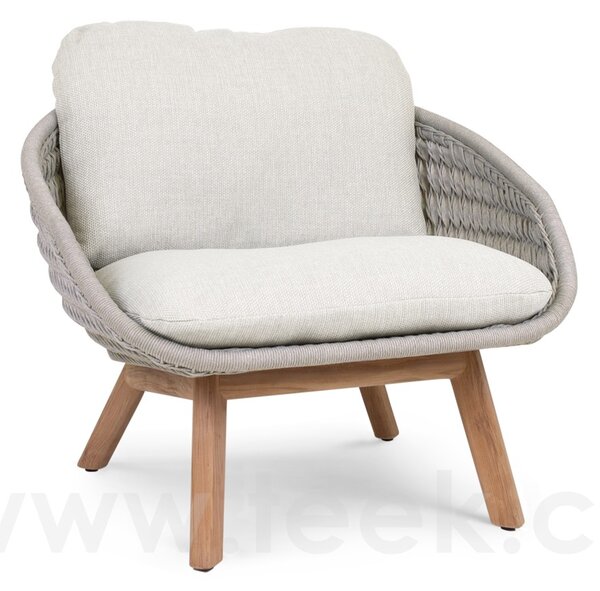 Manutti Teakové nízké křeslo Sandua, Manutti, 67x66x81 cm, rám teak, výplet lanko dicord anthracite, bez polstrů