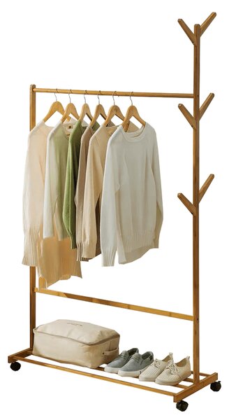 Pojizdný věšák Vikir typ 3, bambus, 100 cm