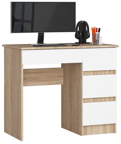 Ak furniture Psací stůl A-7 90 cm dub sonoma/bílý pravý