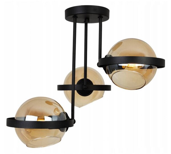 Light for home - Designová lampa se skleněnými stínidly a ozdobnými kovovými kroužky RING 2340/3/M, černá