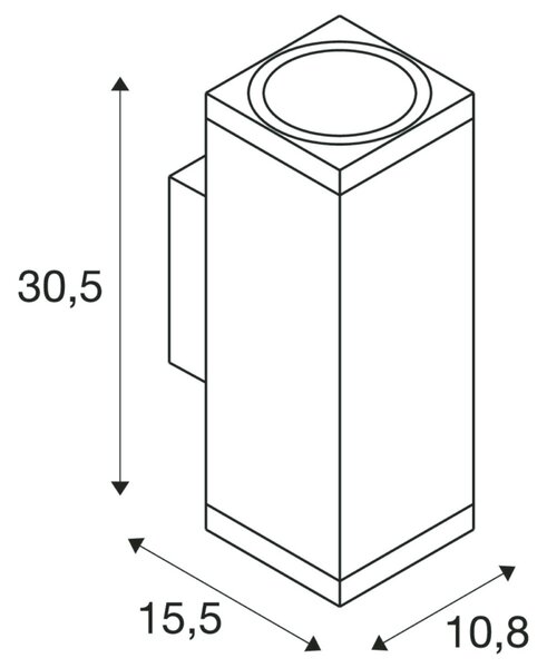 BIG WHITE SLV THEO PRO L nástěnné svítidlo pro povrchovou montáž, jednoduché, DALI, P1, obdélníkové, 2700 K, 10 W, 24°, bílé 1010186