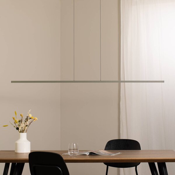 Nowodvorski Lighting Závěsné světlo LED BAR, olivově zelené, délka 150 cm, kov, 32 W, Zelená, Obývací pokoj / jídelna, Hliník, Moderní