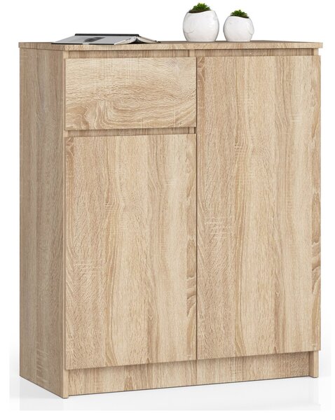 Ak furniture Komoda Kiara 80 cm 2 skříňky a 1 šuplík dub sonoma