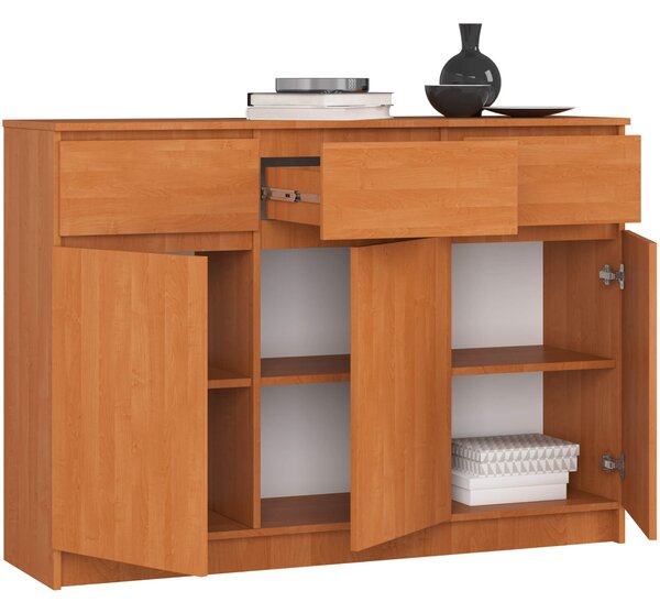 Ak furniture Komoda Karolína 140 cm 3 skříňky a 3 šuplíky olše