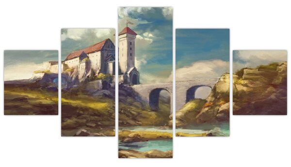 Obraz - Středověký hrad (125x70 cm)