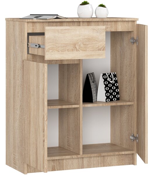 Ak furniture Komoda Kiara 80 cm 2 skříňky a 1 šuplík dub sonoma