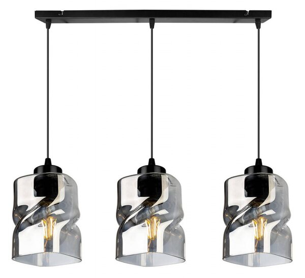 Light for home - Moderní závěsná lampa se skleněnými stínidly v grafitové barvě NIKI 2195/3, E27, Černá