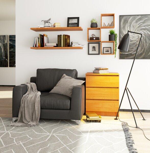 Ak furniture Komoda Kuba 60 cm - 3 šuplíky olše