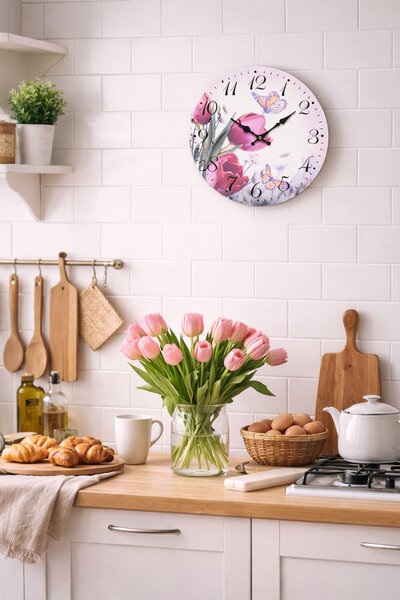 Nástěnné hodiny Tulipány Ø 34 cm 2000027