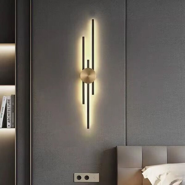 Toolight Toolight, LED nástěnné svítidlo 27W, 2500lm, 4000K, APP1437-W, černá-zlatá, OSW-07685