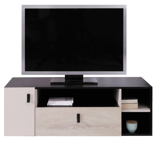 PLANET č | TV stolek PL10| 120 cm | černá/dub/béžová