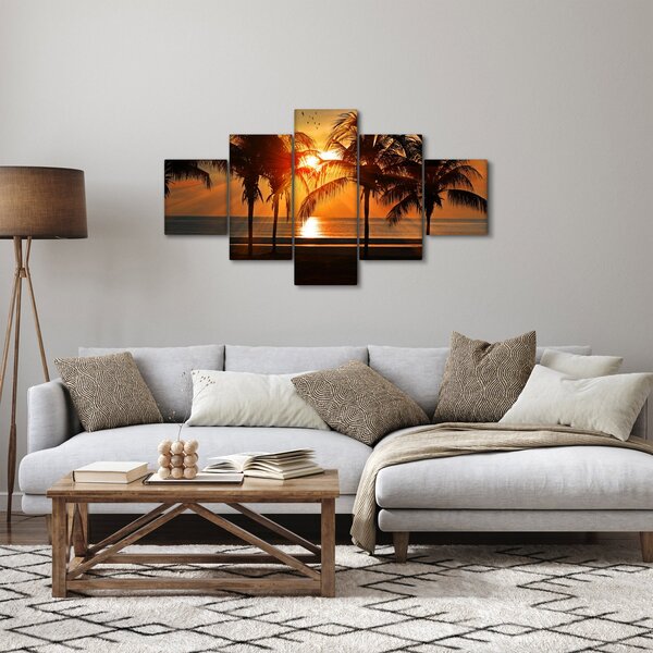 Obraz palmy v západu slunce (125x70 cm)