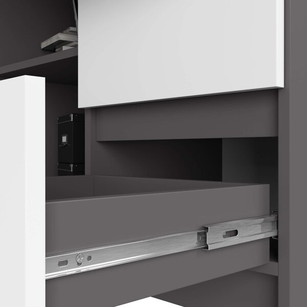 Ak furniture Rohový psací stůl B16 124 cm šedý/bílý pravý