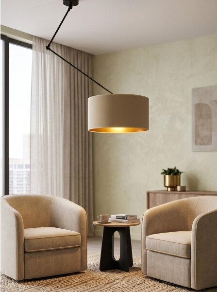 LED Nastavitelný lustr na tyči GORTA 1xE27/60W/230V béžová/zlatá