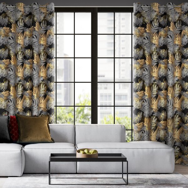ZATEMŇOVACÍ ZÁVĚS NA KROUŽCÍCH BALI 140X250 CM LISTY