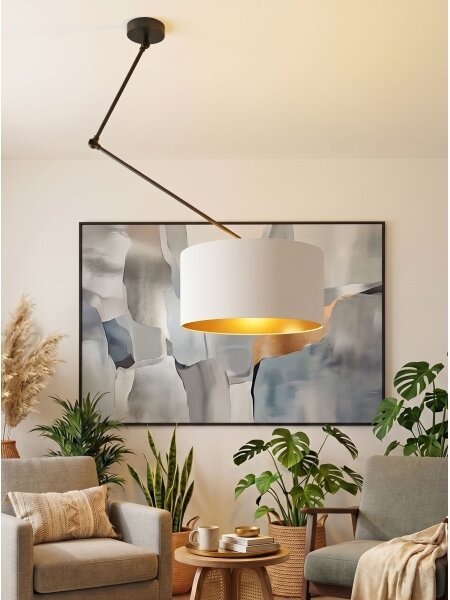 LED Nastavitelný lustr na tyči GORTA 1xE27/60W/230V bílá/zlatá