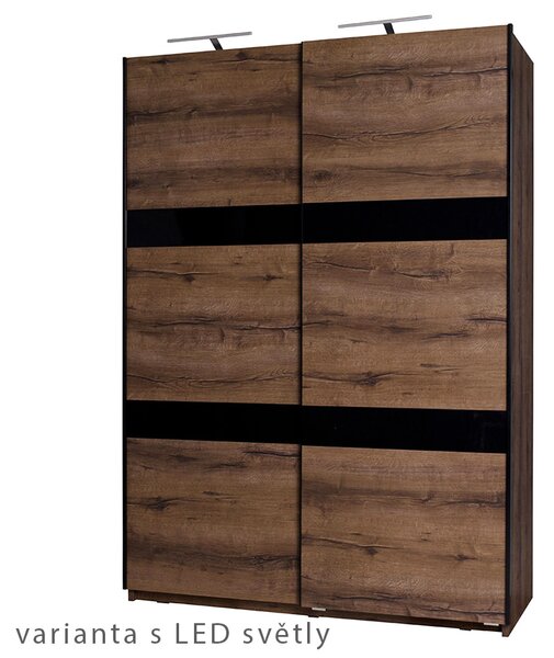 DENVER mc | šatní skříň SZ150 | 150 cm | dub monastery / černá lesk