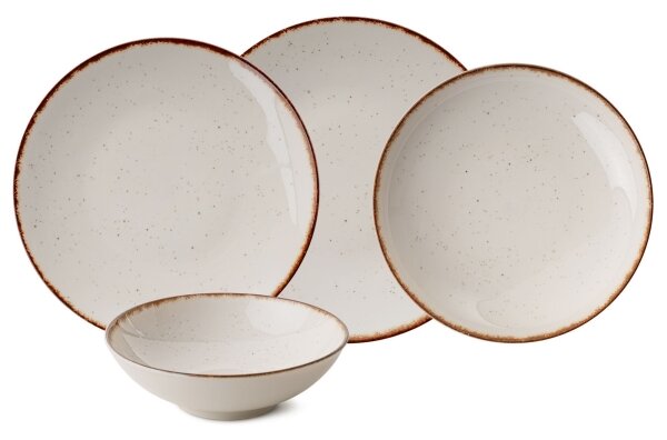 Jídelní sada 24 ks béžová/hnědá/porcelán